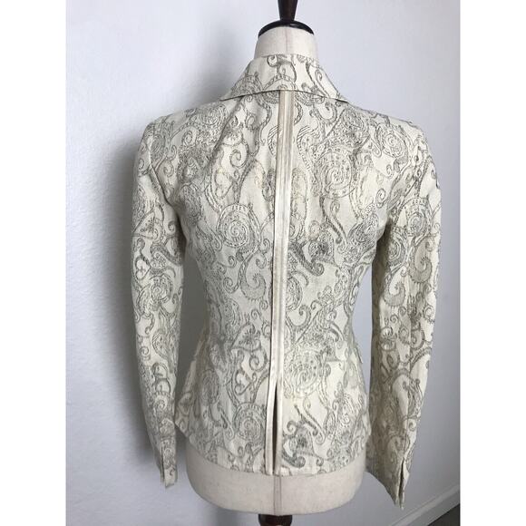 Bebe Jacket Blazer Single Breast Print Metallic Lined - Picture 7 of 11